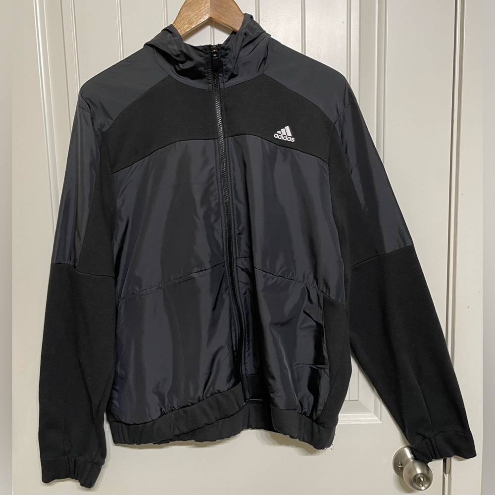 Women’s Adidas Black & White Zip Up Hooded Jacket